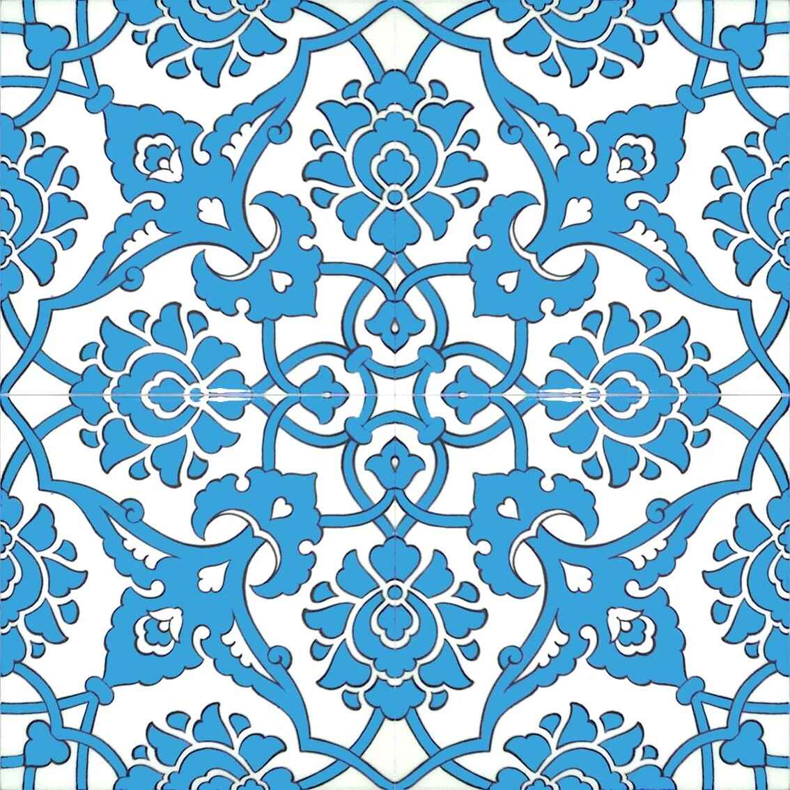 20x20 cm Çini Karo D-83 Mavi